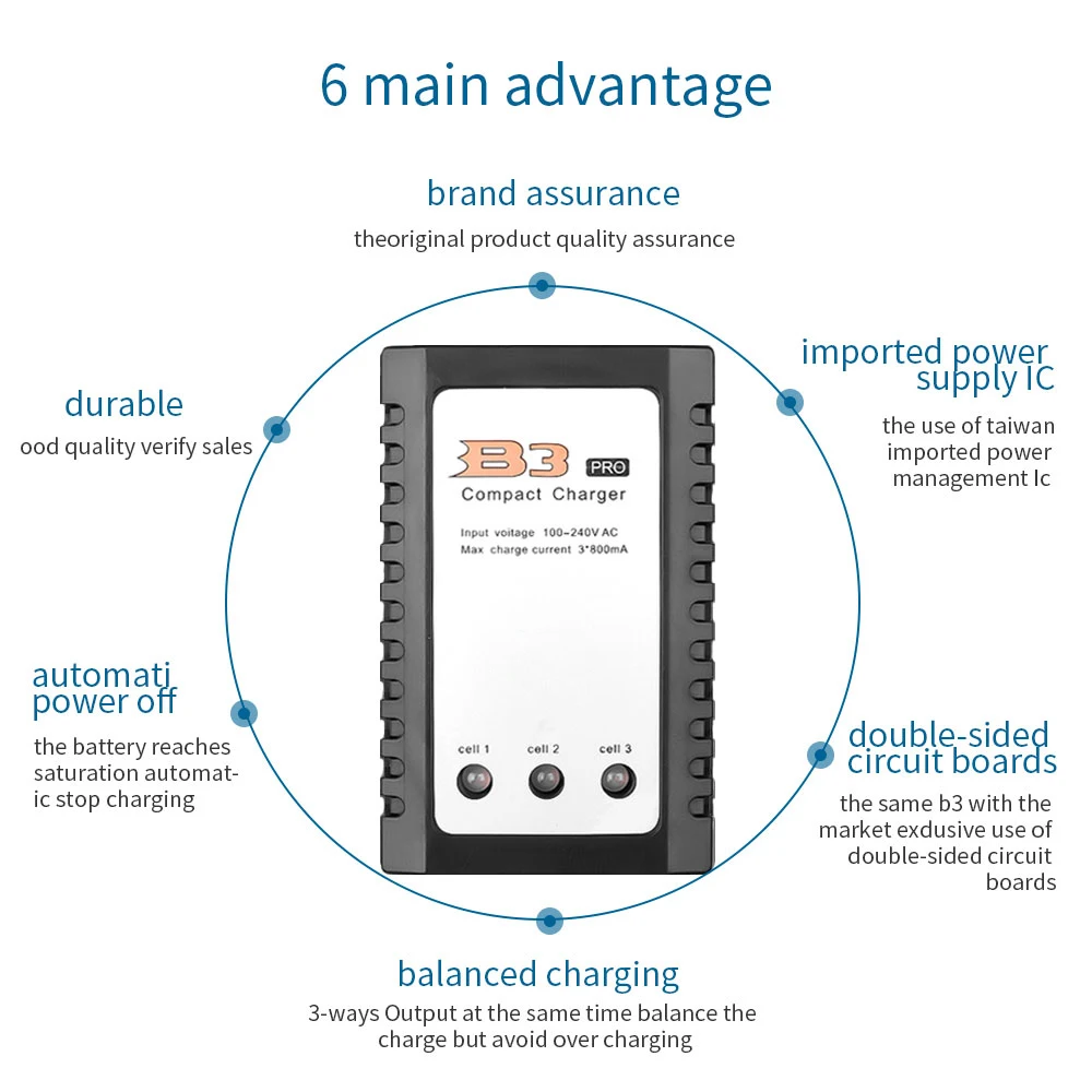 Fast Charge IMAX RC B3 Pro Compact Balance Charger for 2S 3S 7.4V 11.1V Lithium LiPo Battery EU/US Plug Balanced Chargers