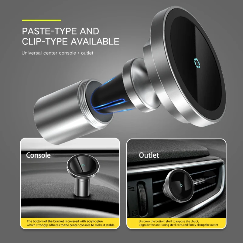 

15W Fast Charging Stand For Iphone 12 12 Pro Max Magnetic Wireless Car Charger Airvent Mount Magnet Magsafing Phone Car Holder