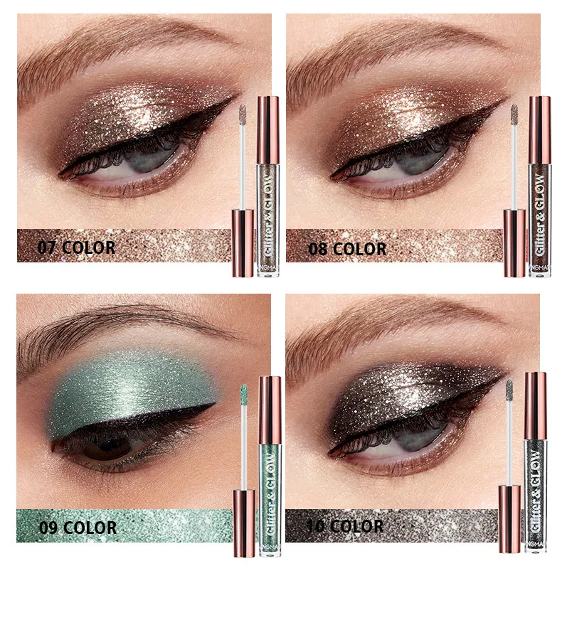 

10 Color Metallic Glitter Liquid Eyeshadow Set, Waterproof Smoky Eyeshadow Set, Long-lasting Quick-drying Glitter Eyeshadow Eye