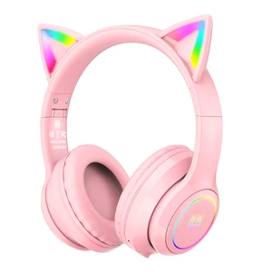 onikuma rgb cat ear bluetooth compatible 5 0 headphone wireless gaming headset with noise cancellation microphone rgb led light free global shipping