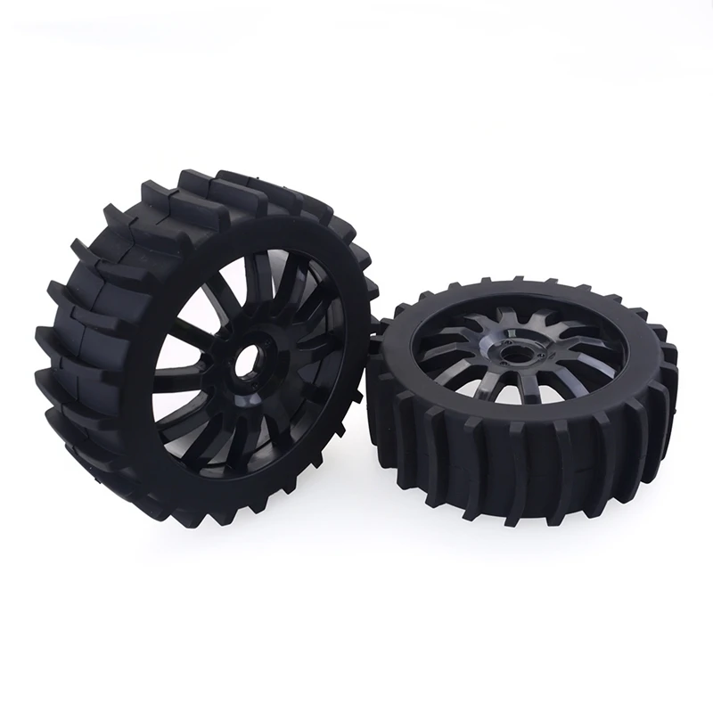 

4 Pcs 1/8 RC Off Road Buggy Snow Sand Paddle Tires Tyre Wheel & 1 Set Double Motor Metal Simulated Winch