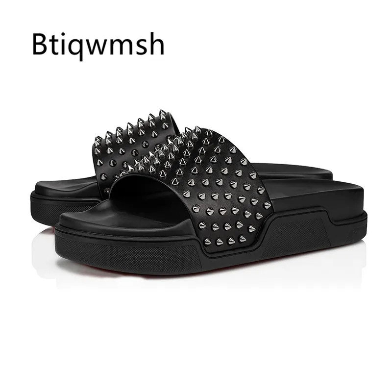 2020 тапочки со стразами для мужчин с открытым носком черный белый цвет из