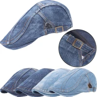 adjustable denim beret cap for men women casual unisex jeans beret hat solid color newsboy cap spring autumn hats men winter