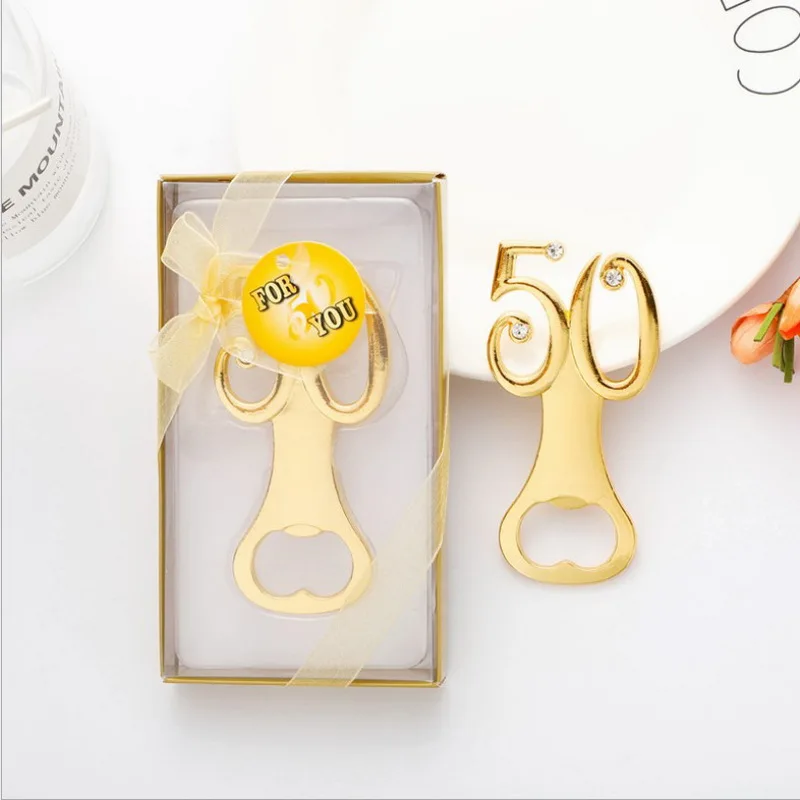50 шт золотые свадебные сувениры Цифровой дизайн золотой открывалка для бутылок й