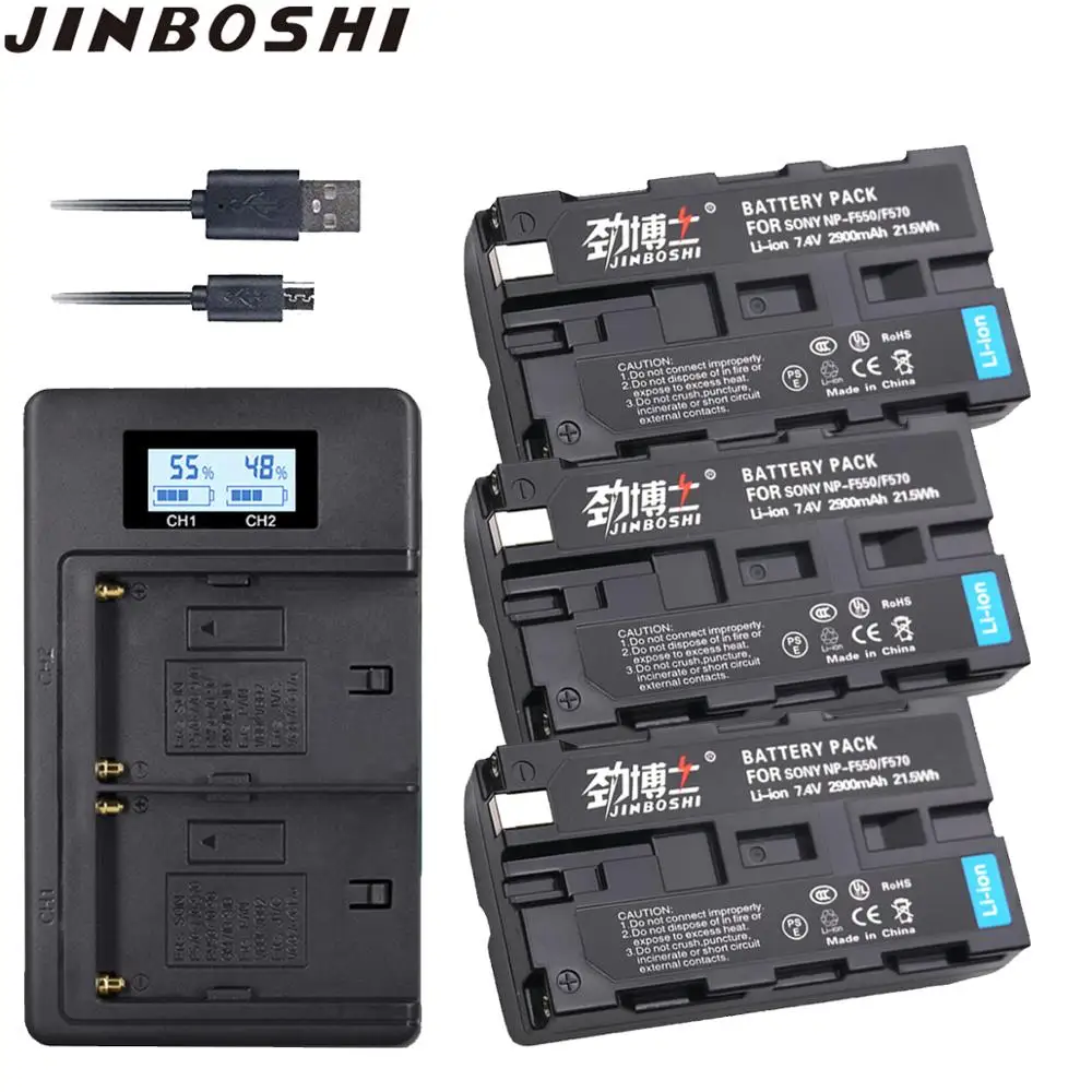 USB-зарядное устройство + 3 аккумулятора стандартной длины F550 NP F330 литий-ионная