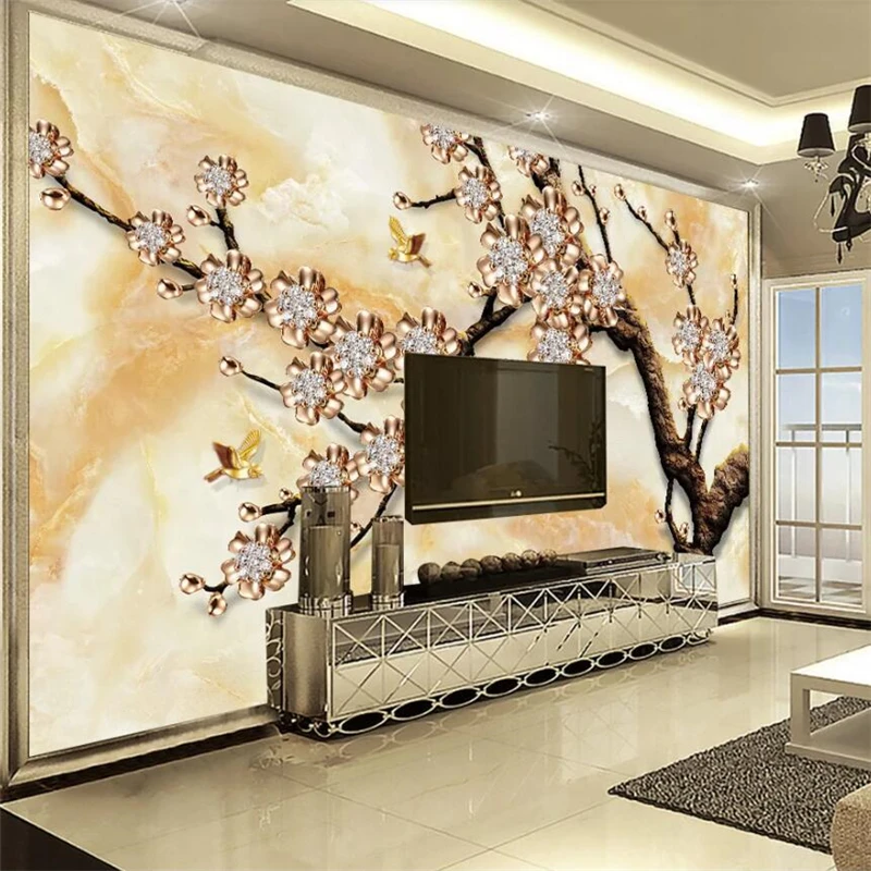

wellyu Address large mural fashion home decoration European marble jewelry tree TV background wall wallpaper papel de parede