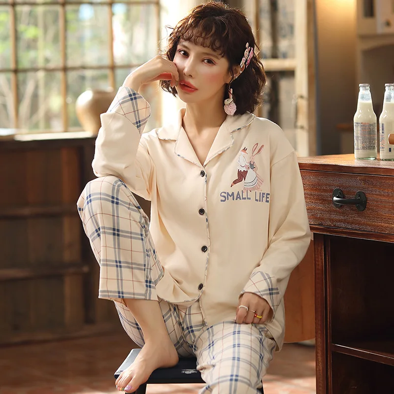 2019 зимняя женская пижама кардиган 2 предмета с длинным рукавом хлопковые брюки