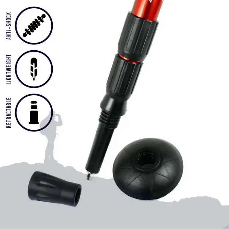 

Pair of 2 Trekking Walking Hiking Sticks Anti-shock Adjustable Alpenstock Poles
