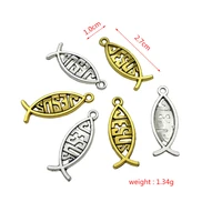 junkang diy 2color alloy hollow fish shaped five pointed star pendant bracelet necklace jewelry handicraft connector accessories