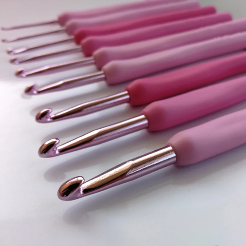 9 шт./компл. градиентные иглы для вязания крючком из мягкой резины алюминиевые 2 0 6