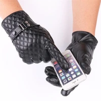 2 pairspack high quality touch screen gloves autumn winter pu leather driving gloves men plaid guantes