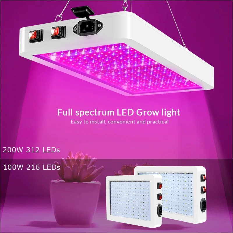 

LED Grow Light 100W 200W Phyto Growth Lamp Indoor Phytolamp AC85-265V LED Growing Lamps For Plants Flowers Seedling