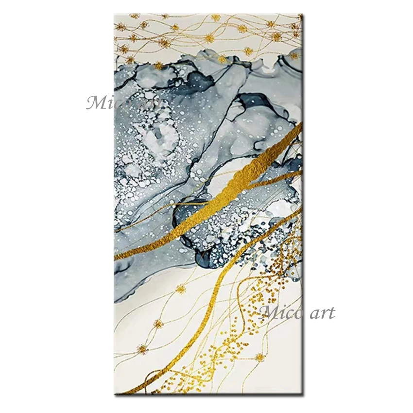 

New Gold Foil Design Oil Painting Art 100% Hand Painted Canvas Large Size Wall Decoration Canvas Artwork For Living Room Decor