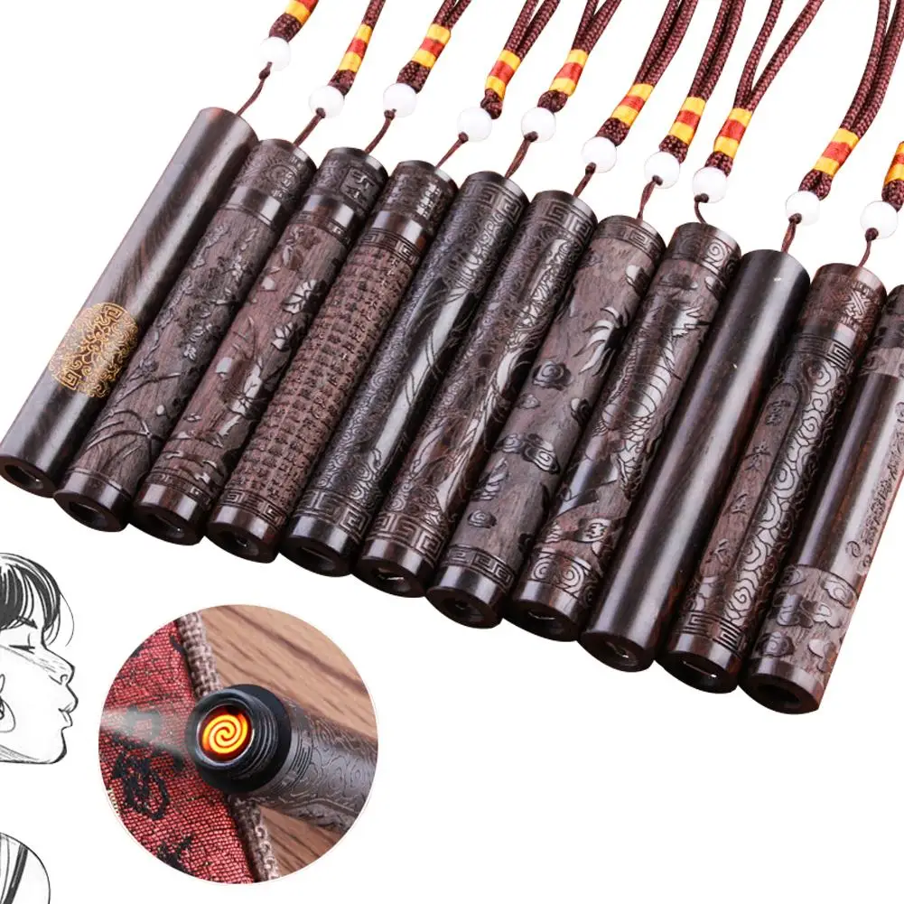 Креативный огнеупорный USB зарядка удар резьба по дереву Эбеновое дерево