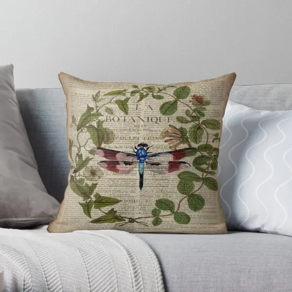 

modern leaves botanical art vintage fren Soft Throw Pillow Cover Print Pillow Case Waist Cushion Cover Pillows NOT Included