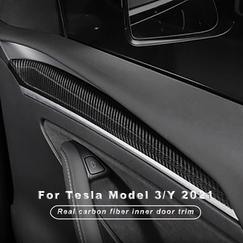 

Накладка из углеродного волокна для внутренней отделки дверей, декоративная накладка, защитная декоративная накладка, аксессуары для Tesla м...