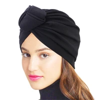 solid color top knotted turban bonnet for women head wraps india hat muslim ready to wear hiajbs musulman turbante mujer