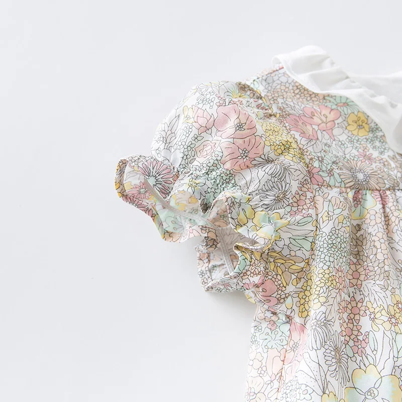 Dave bella/DBZ14155 комплект летней одежды для маленьких девочек с рюшами и цветочным