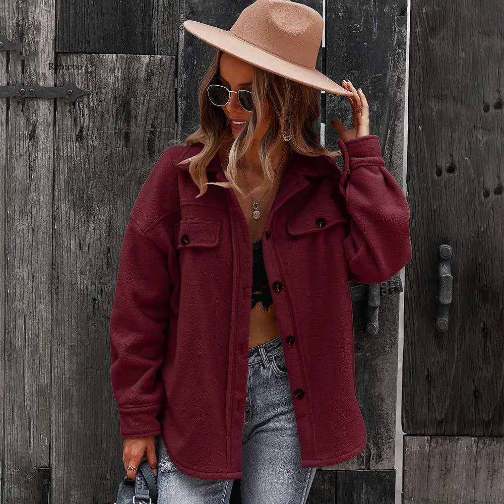 

Ladies Fashion Vintage Autumn Winter Jacket Women Solid Casual Warm Coats Soft Outerwear Overcoat Short Coat Women Jacket Female