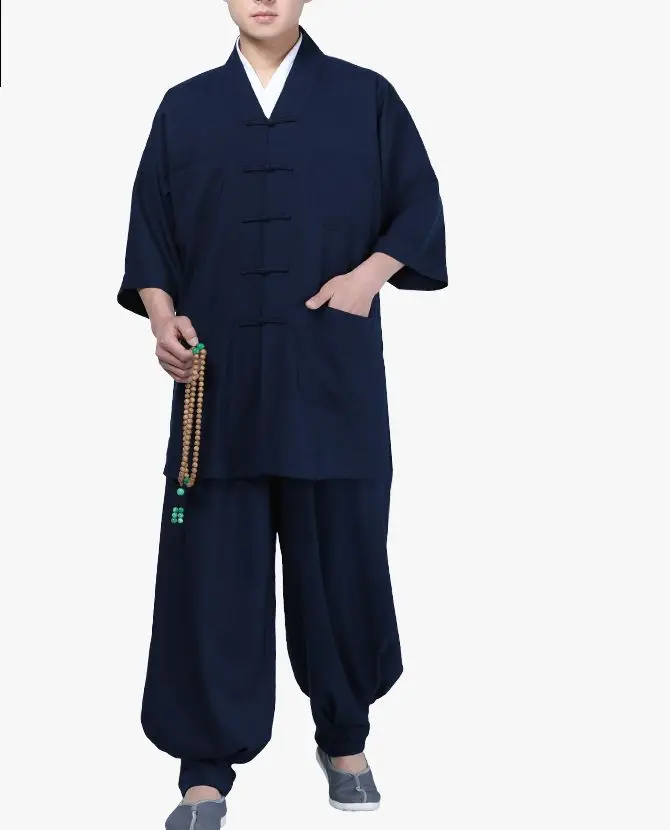 Унисекс летняя с коротким рукавом буддизм одежда шаолиньских монахов Будды