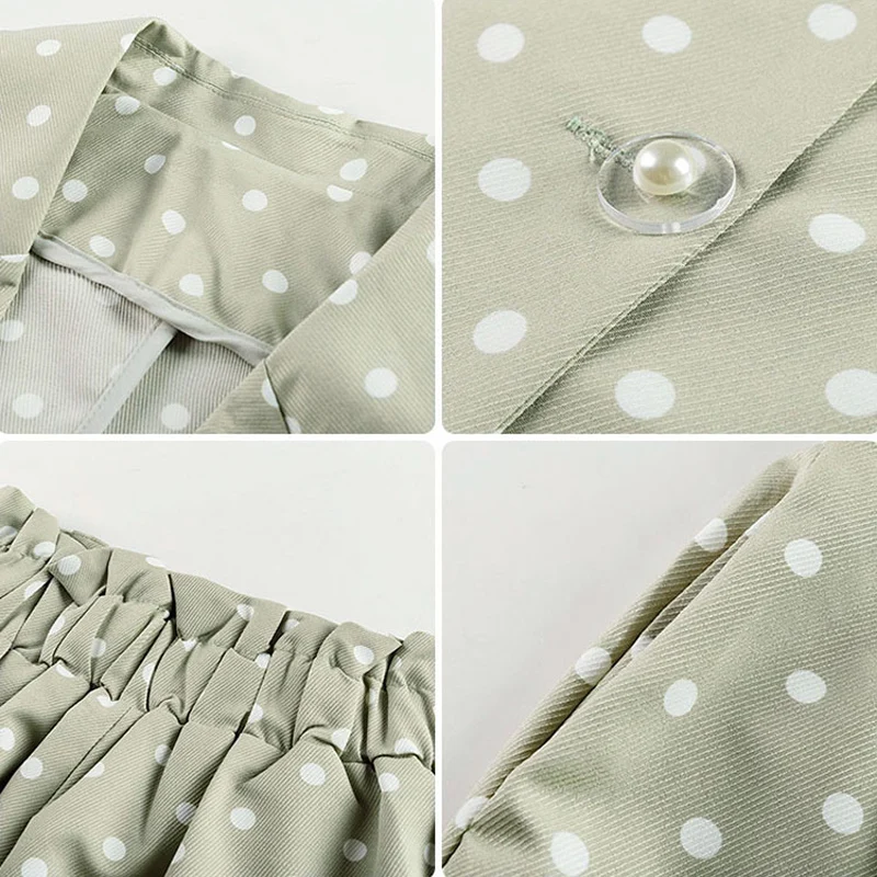 Модные женские короткие костюмы в горошек свободный спортивный костюм пиджак