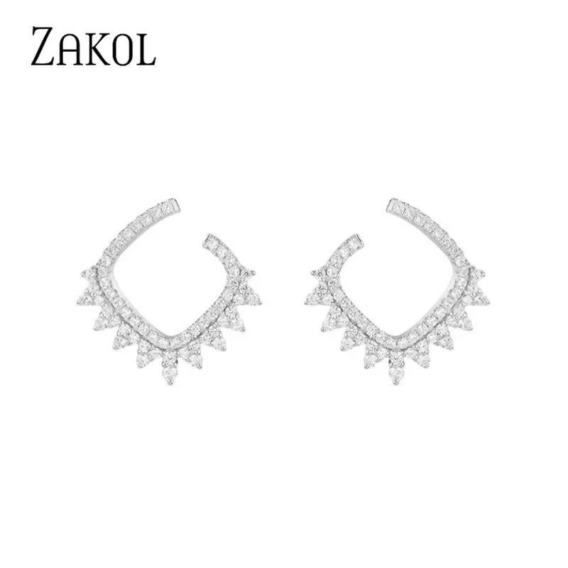 ZAKOL новые трендовые микро инкрустация цирконами Кристалл c образный серьги