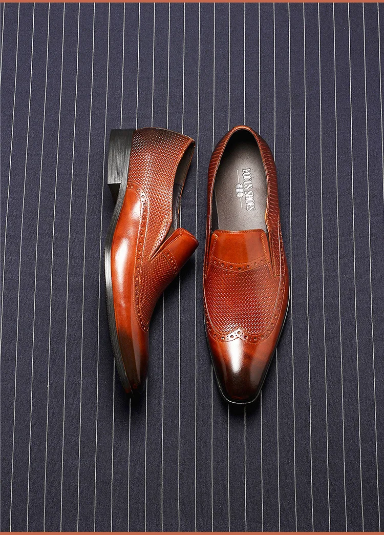 

2020 Summer Genuine leather men brogue shoes business dress banquet suit shoes men brand Bullock wedding oxford shoes for men