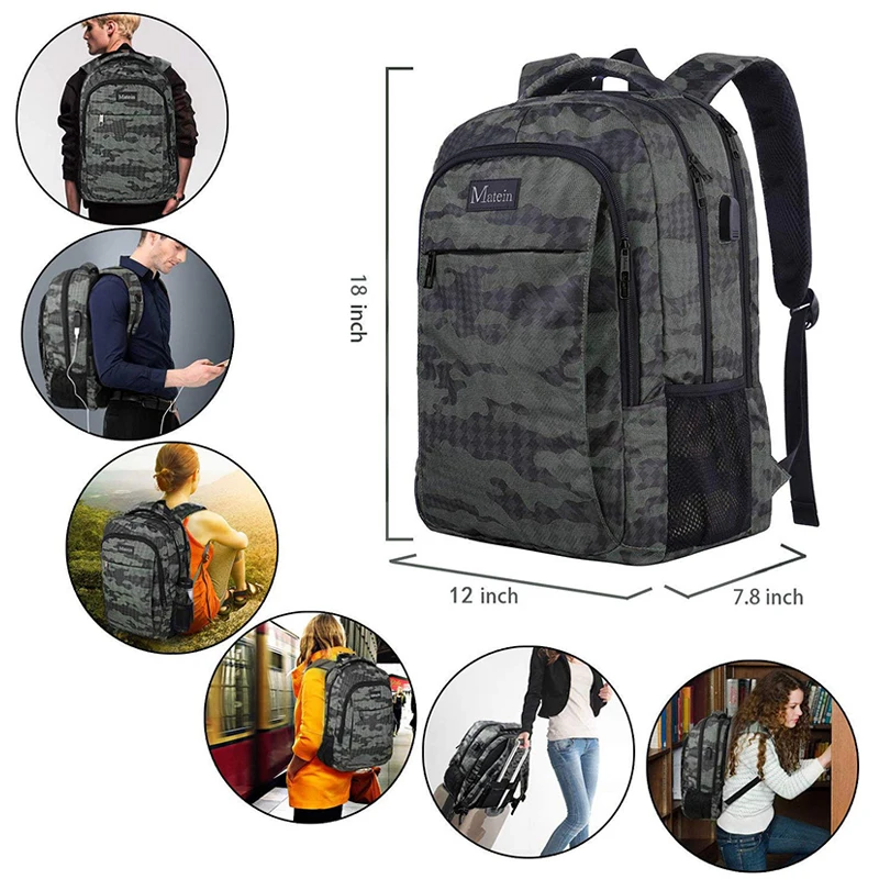 Мужской рюкзак Matein для ноутбука 15 6 дюйма с защитой от кражи | Багаж и сумки