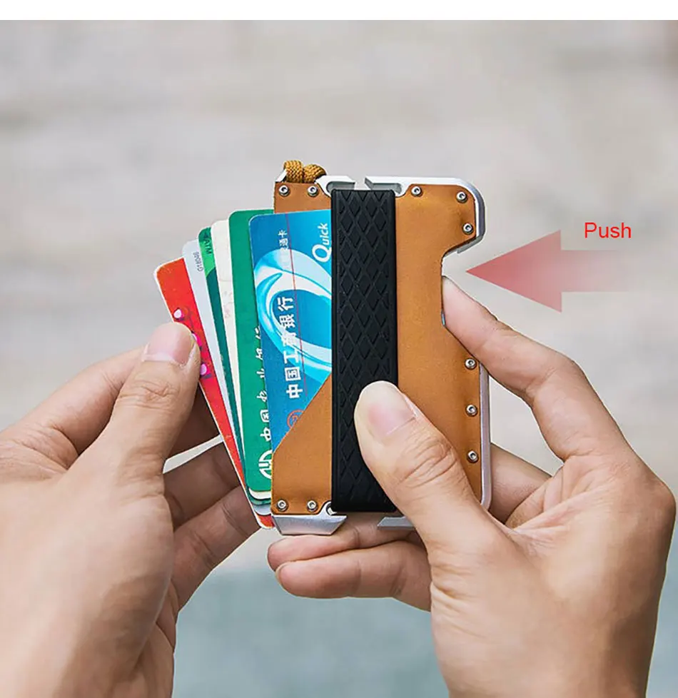 DIENQI Rfid натуральная коровья кожа мужской Кошелек Алюминиевый металлический кошелек тонкий мини держатель для карт волшебный кошелек короткий маленький кошелек для денег