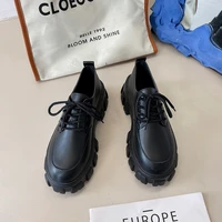 2021 spring autumn platform oxford shoes women office classic fashion lace up black pu leather chunky flats women derby shoes