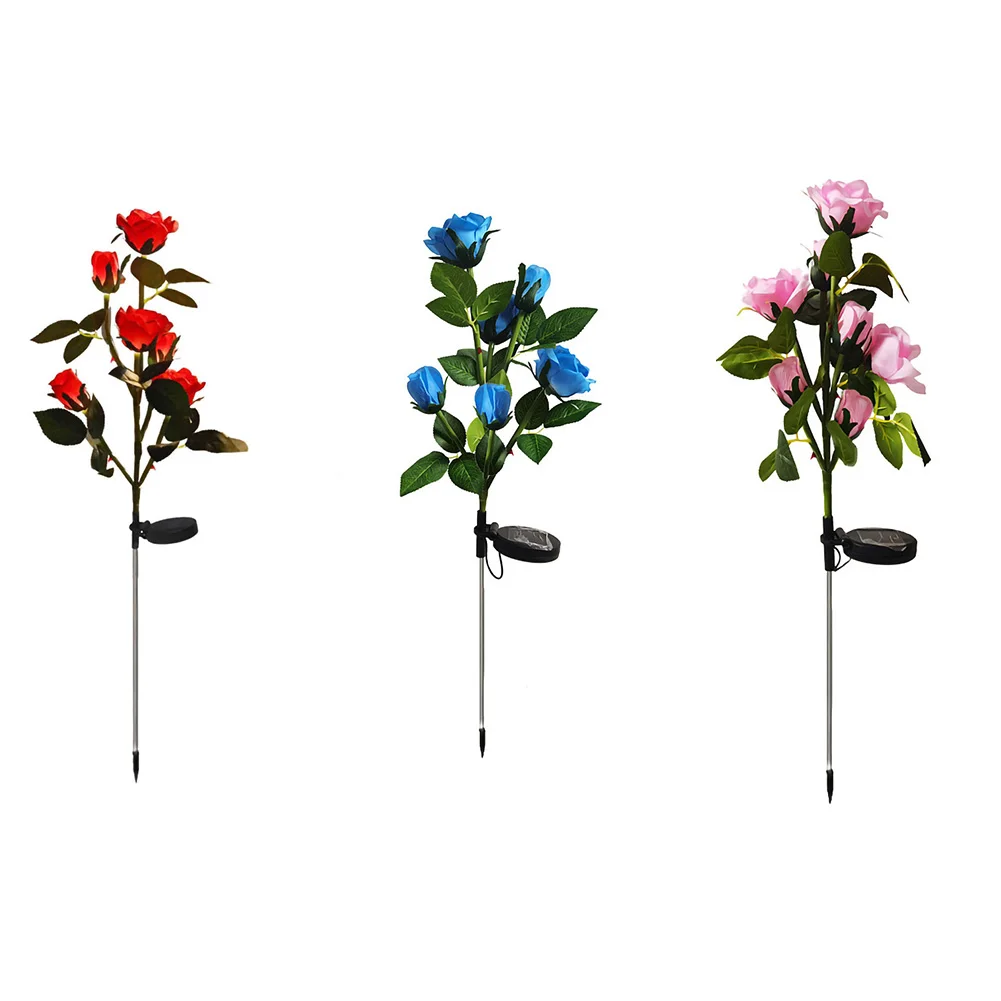 

Simulation Rose Flower Solar Light Outdoor Waterproof Garden Lawn Stake Lamp Solar Powered Ground Light Pathway Lights