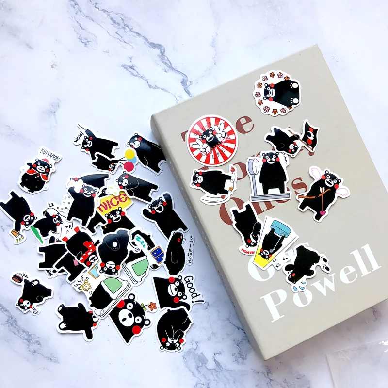 36 шт. милый каваи японский Kumamon стикер s мультфильм Rilakkuma ПВХ черная наклейка с