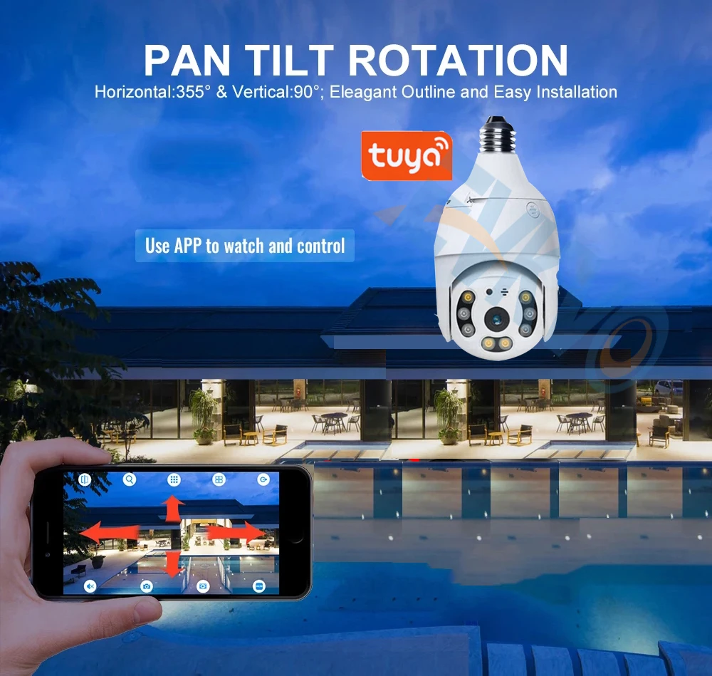 e27 3mp tuya samrt auto tracking wifi camera 1080p ip security home ptz speed dome cctv ir night vision outdoor wifi camera free global shipping