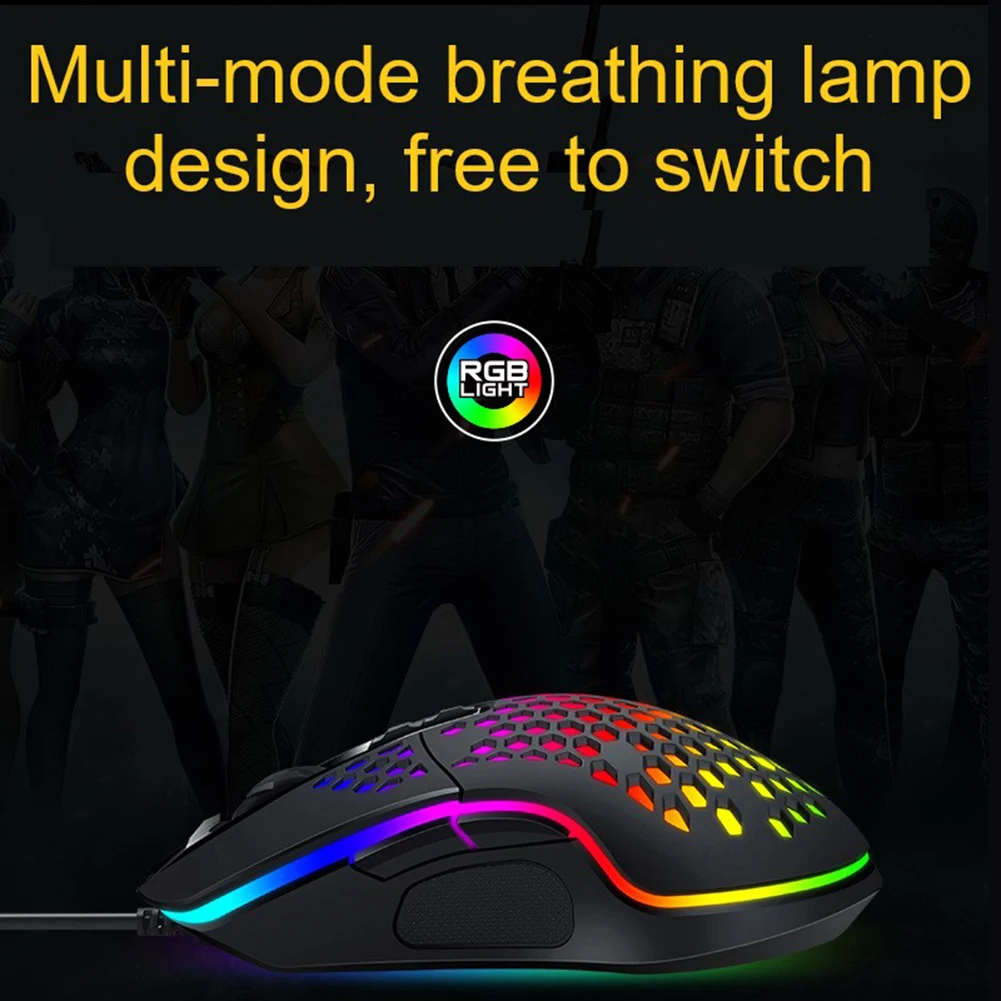 

Game Mouse Computer Mouse Wired Hollow Hole Honeycomb Lightweight Mouse RGB Competition Colorful RGB Backlit Light For Laptop PC