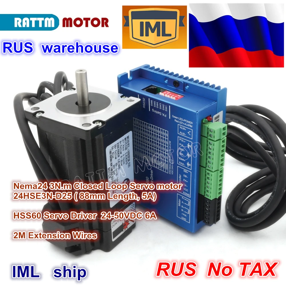 Ру доставка Nema24 2-фазный замкнутому циклу Серводвигатель L88mm 5A 3N.m &amp HSS60 6A