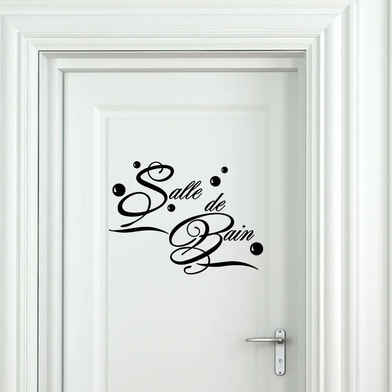 

French Salle De Bain Bathroom Door Sticker Decal Vinyl Bath Shower Room Home Decor