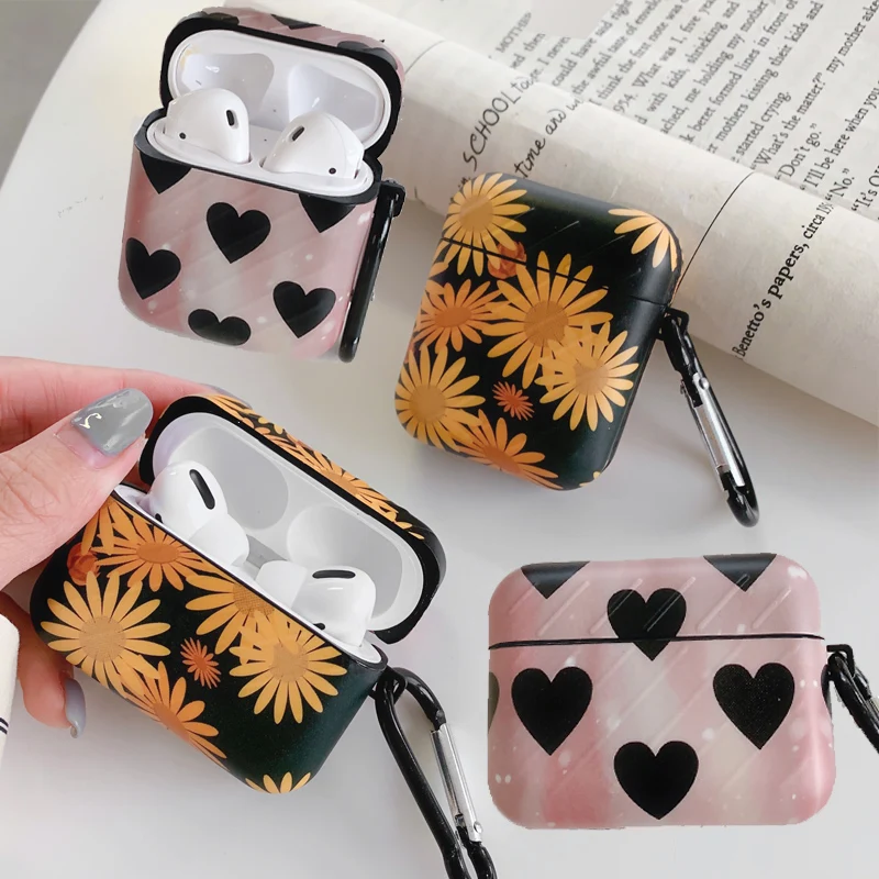 Чехол для Airpods Pro с ромашками цветами квадратным костюмом чехол багажа Apple 1 2 3