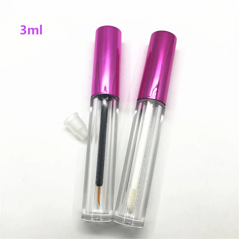 

wholesale 3ML Clear Lip gloss tube with Rose red lid DIY Mascara Growth Liquid Eyeliner tube Empty Cosmetic container