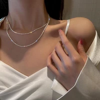 women vintage multi layer sparkling chain choker necklace silver color neck necklace fashion thin chain pendant jewelry gift
