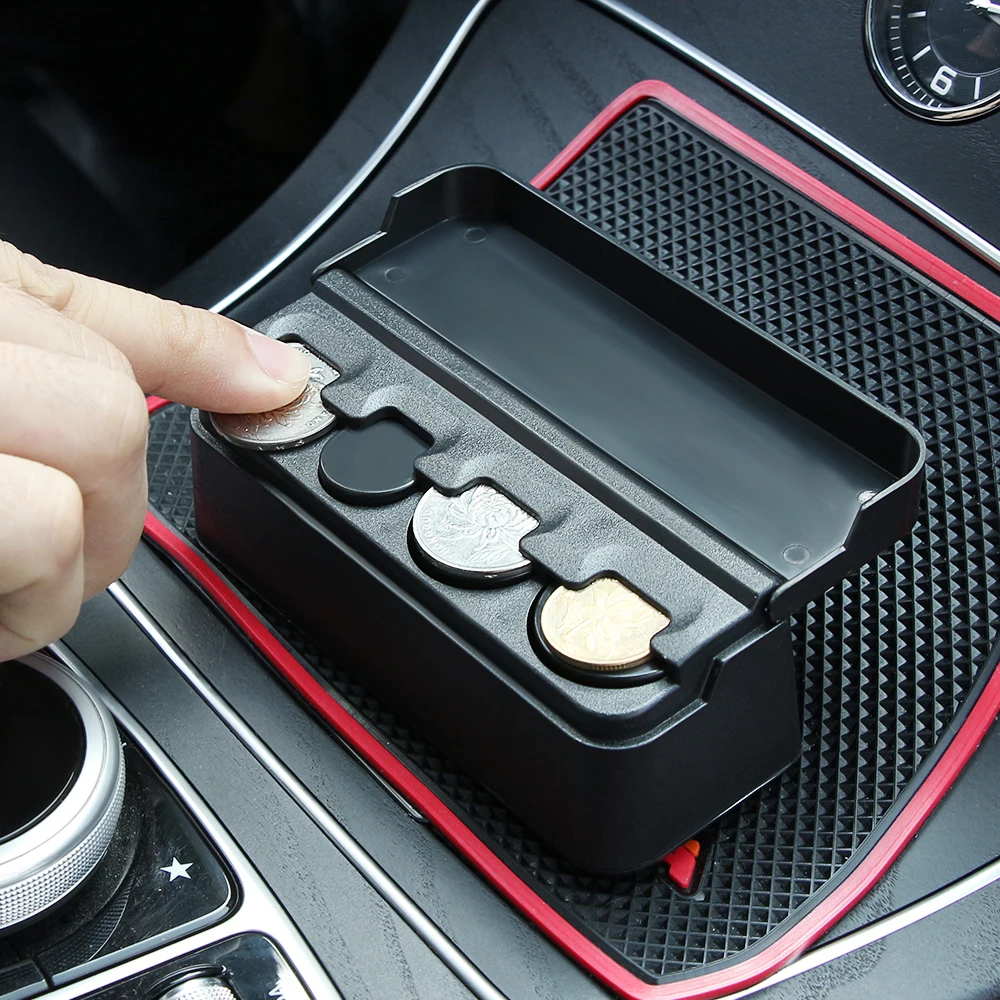

Car Coins Storage Box Interior Accessories Pocket Telescopic Dashboard Coins Case Car Organizer Plastic Holder Container