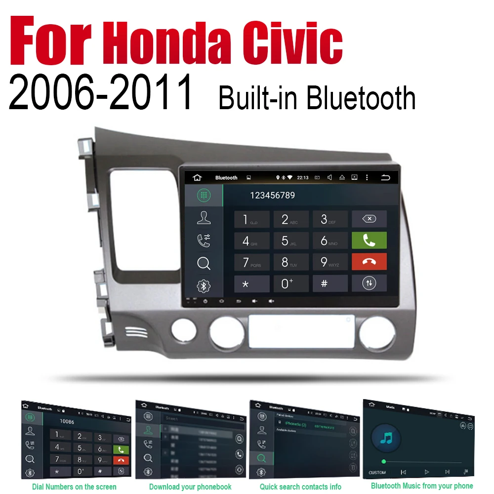 Автомагнитола 2 Din Android Автомобильный плеер для Honda Civic 2006-2011 GPS-навигация BT Wi-Fi