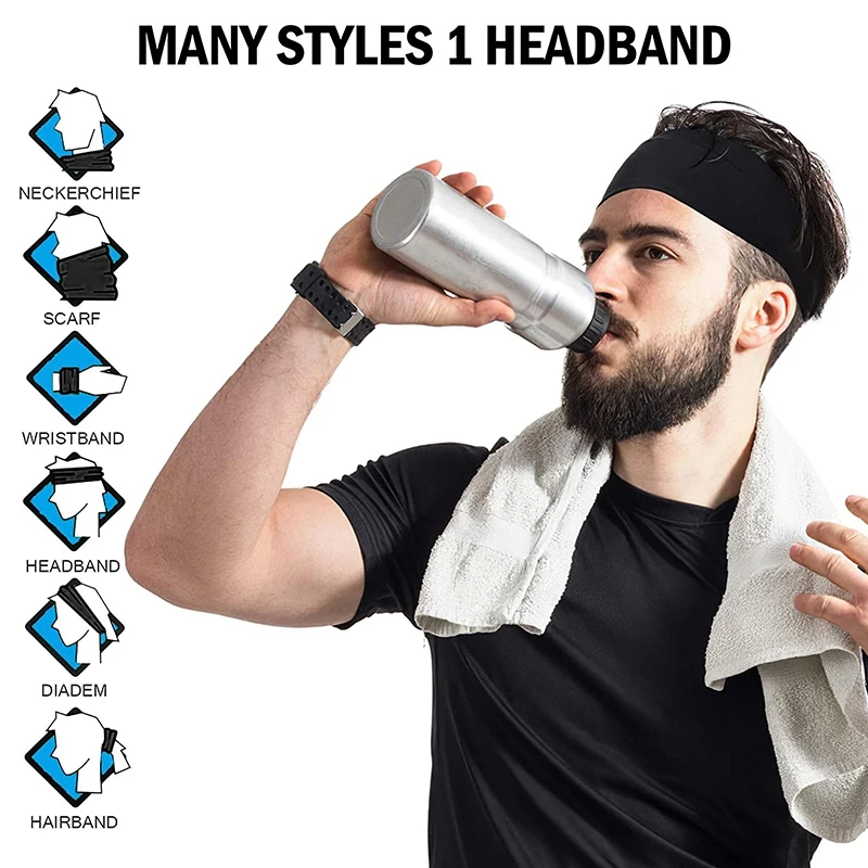 

3Pcs Sports Sweat Headbands,Non-Slip Elastic Hair Bands Breathable Sports Head Scarf for Cycling Yoga Running