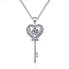 Прошел Diamond тесты 0.5CT идеальный крой Муассанит ключ кулон в форме сердца ожерелье 925 стерлингового серебра бриллиант колье класса люкс