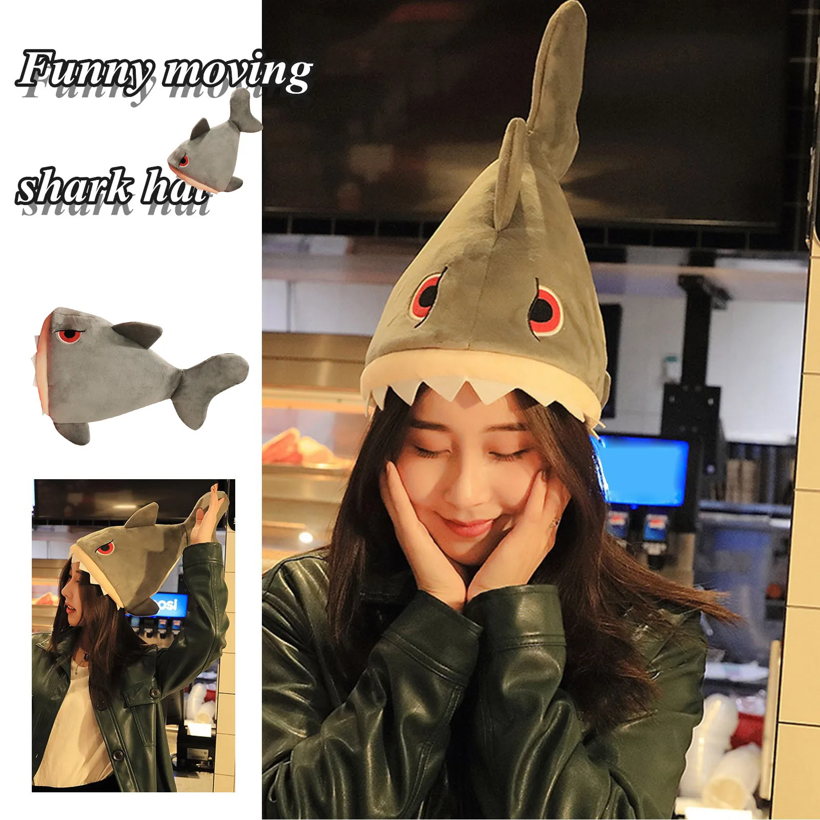 

Cartoon Sharks Hat Cosplay Funny Kawaii Headwear Creative Adult Caps Halloween Festival Party Warm Caps Kids Gifts Juguete