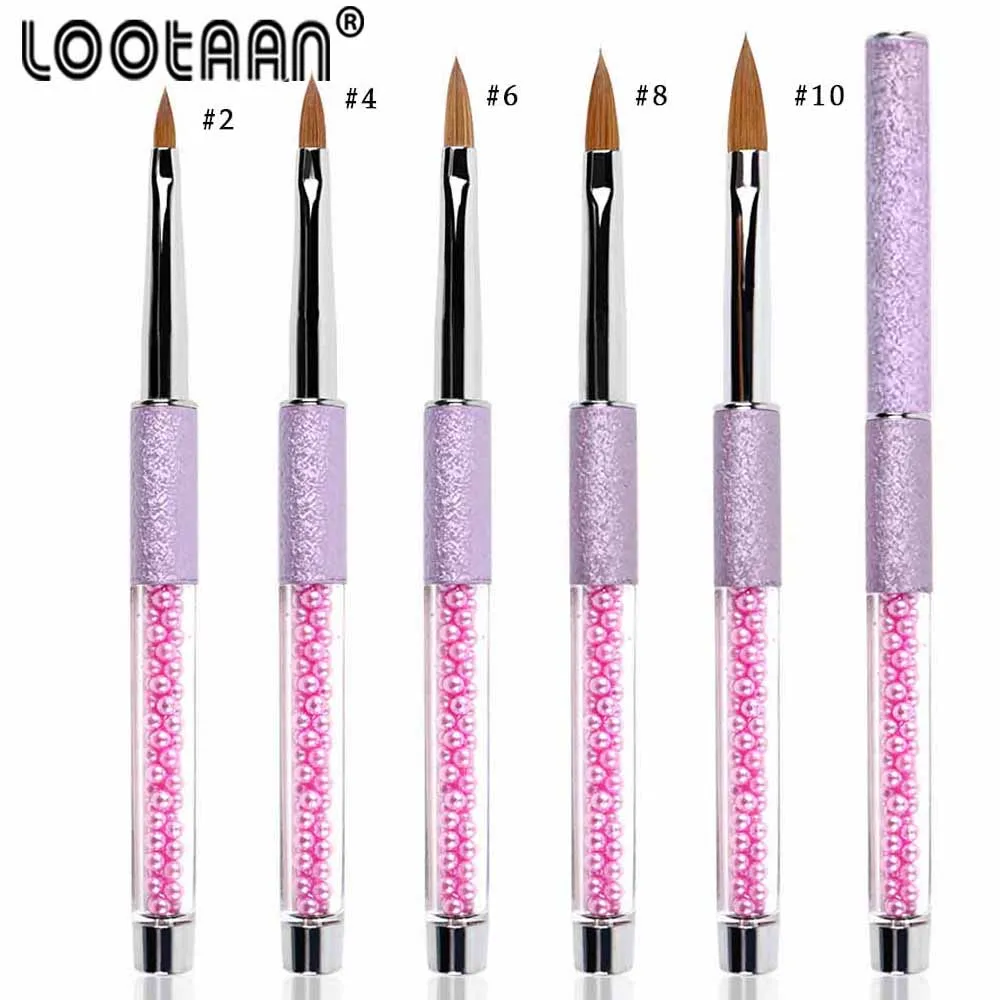 Lootaan1PC акриловая кисть для ногтей 10# овальная кусторезная кисть для дизайна ногтей колинская фиолетовая жемчужина для рисования ногтей