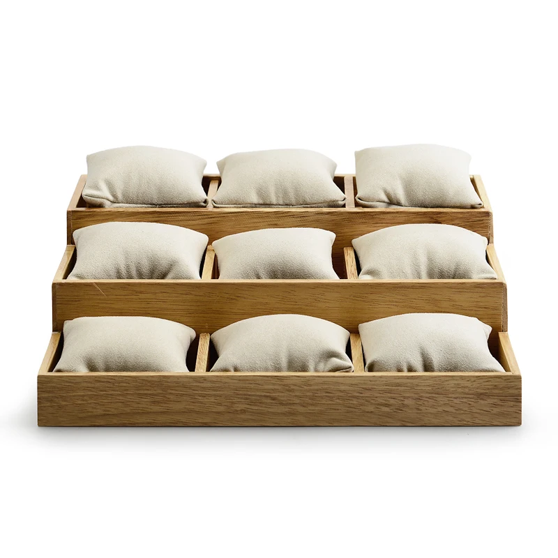 Oirlv Solid Wood 2Pc Bracelet Bangle Display Stand Watch Holder with Microfiber 3 layers Jewelry Tray Organizer Showcase | Украшения и