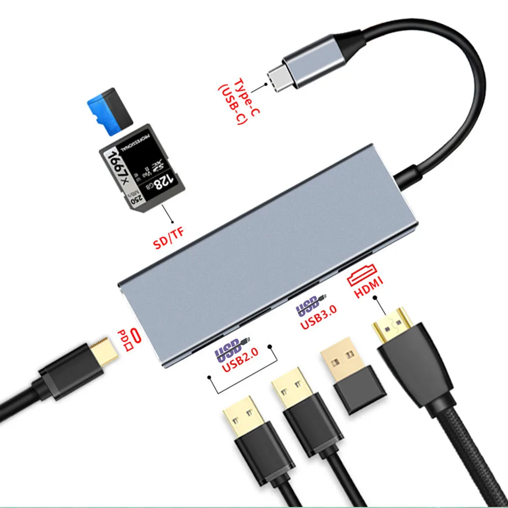 Переходник CARPRIE с Type c на Hdmi 4K Usb адаптер устройство для чтения PD зарядки 7 в 1