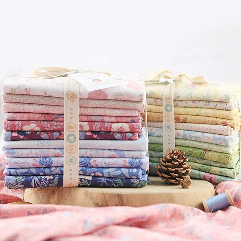 Хлопковая льняная ткань с цветочным принтом 45x110 см | Дом и сад