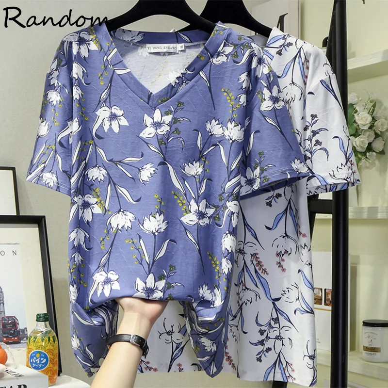 

Модная Летняя женская обувь; Повседневные футболки с коротким рукавом Футболка с длинными рукавами и принтом Цветочный Принт Свободные бол...