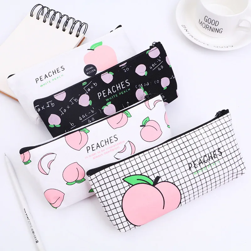 Женский милый персиковый чехол для карандашей школьные принадлежности прочный